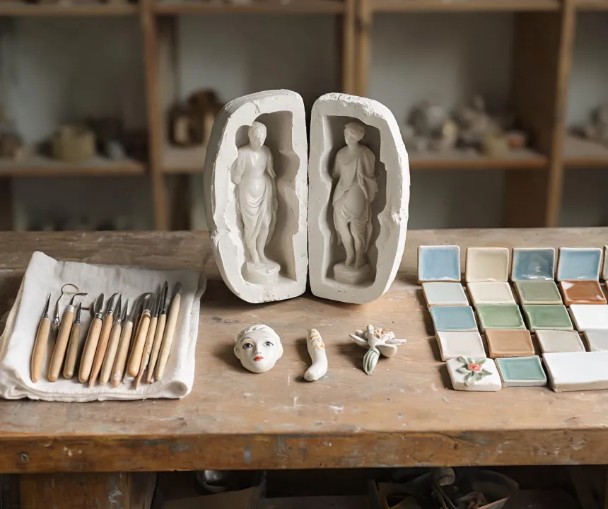 Porcelain mold and sculpting tools